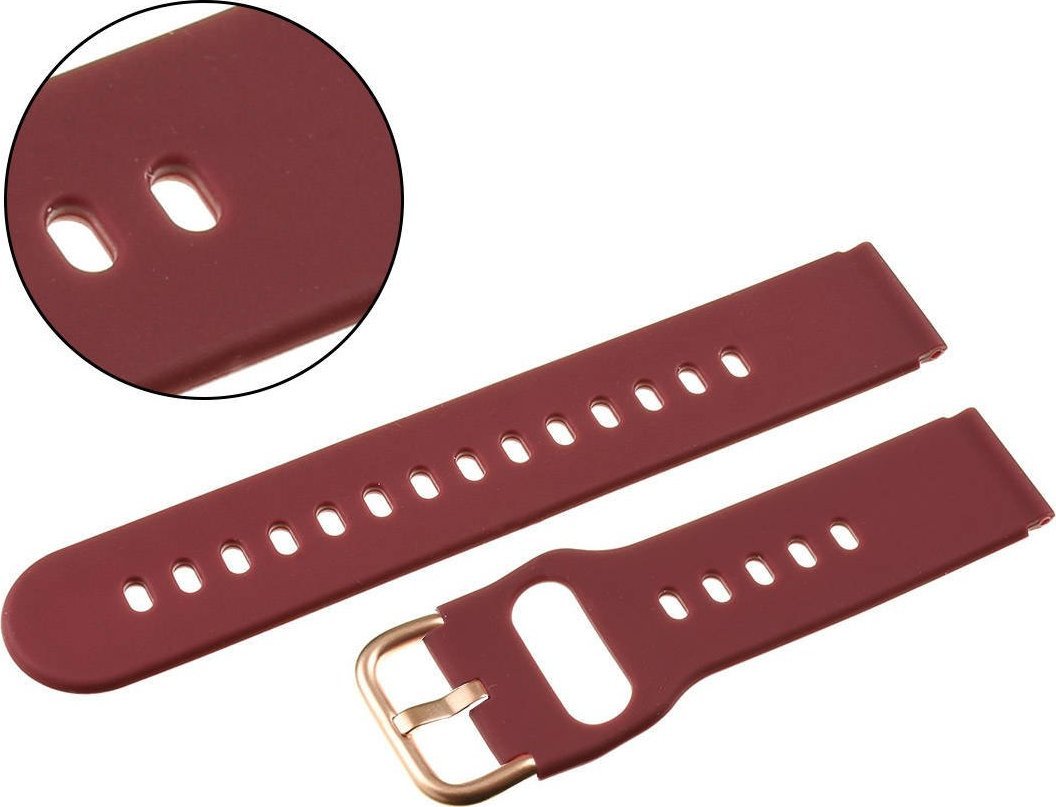 AlleTime Pasek uniwersalny 18 mm silikonowy bordowy 2, zapinka rosegold + teleskopy