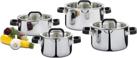 Hurtel Zestaw garnków, 4 el., stal nierdzewna 18/0/silikon FUSION2+ / Spring