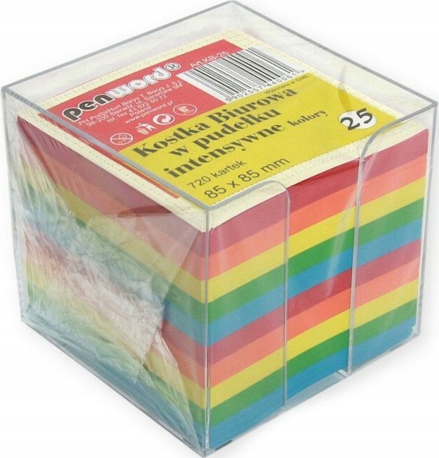 Polsirhurt Kostka biurowa 720 kartek w pudełku 85x85x70mm intensywne kolory KB-25