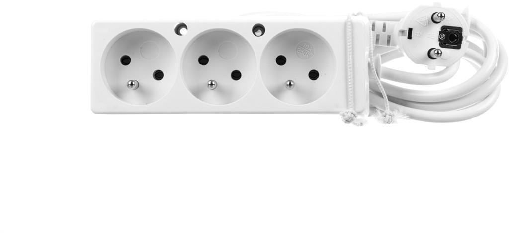 Przedłużacz 3-gniazda z/u 10A 3m /OMY 3x1/ biały PS-370 T-110020