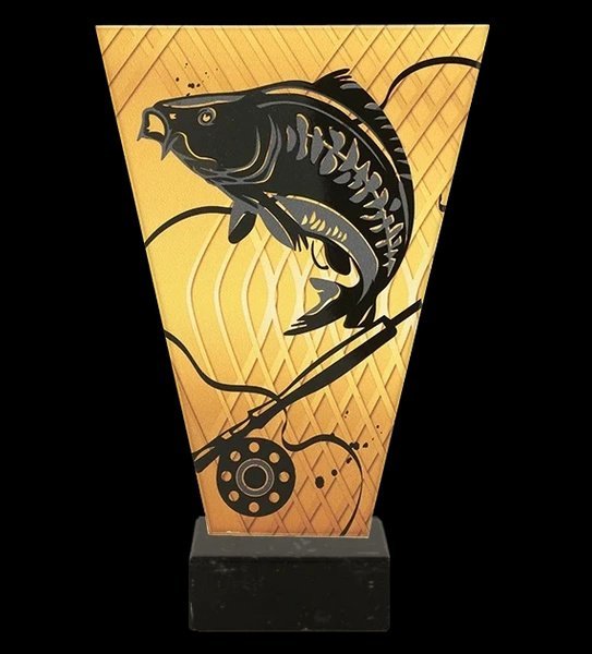 Victoria Sport Monochromatyczne trofeum szklane na podstawie marmurowej - WĘDKARSTWO KARP