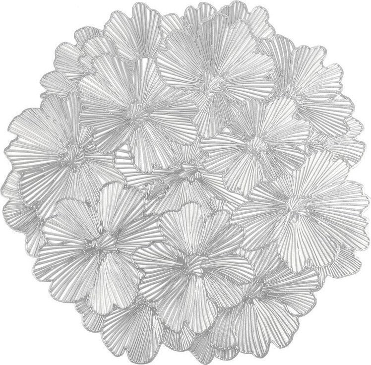 Eurofirany Podkładka wycinana kwiaty LAURA 38 cm srebrna x6