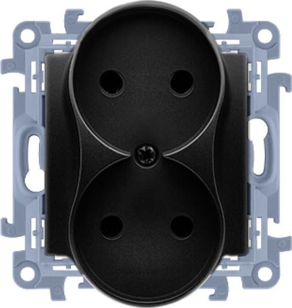 Kontakt-Simon Gniazdo wtyczkowe bez uziemienia podwójne (moduł) 16A, 250V~, zaciski śrubowe, czarny mat, SIMON10