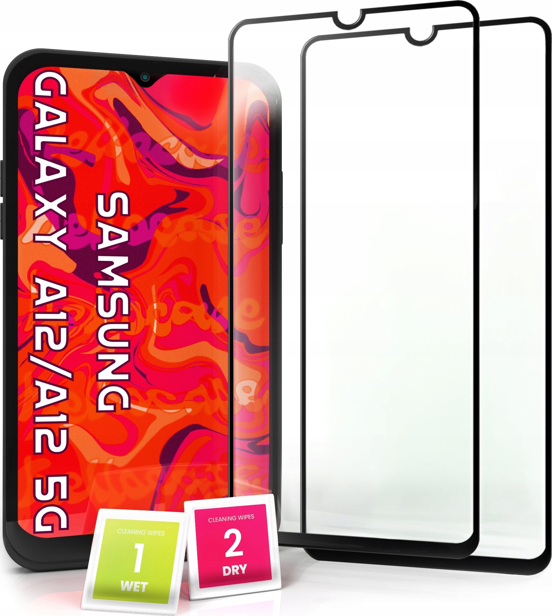 Hello Case 2-pak Szkło Hartowane do Samsung Galaxy A12 / A12 5G Pełne Na cały ekran 5D