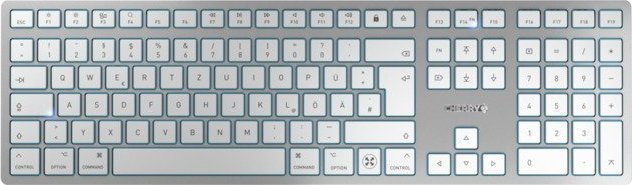 Klawiatura Cherry CHERRY KW 9100 SLIM FOR MAC klawiatura USB + Bluetooth QWERTZ Niemiecki Srebrny