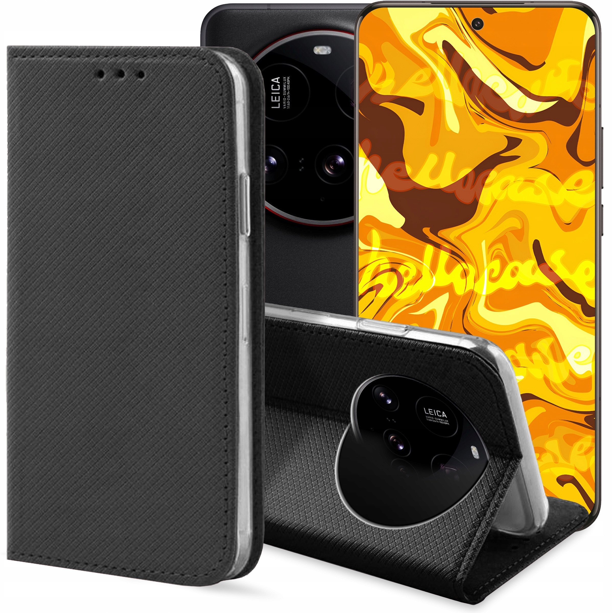 ETUI Z KLAPKĄ DO XIAOMI 15 ULTRA CZARNE ZAMYKANE MAGNETYCZNE KABURA CASE