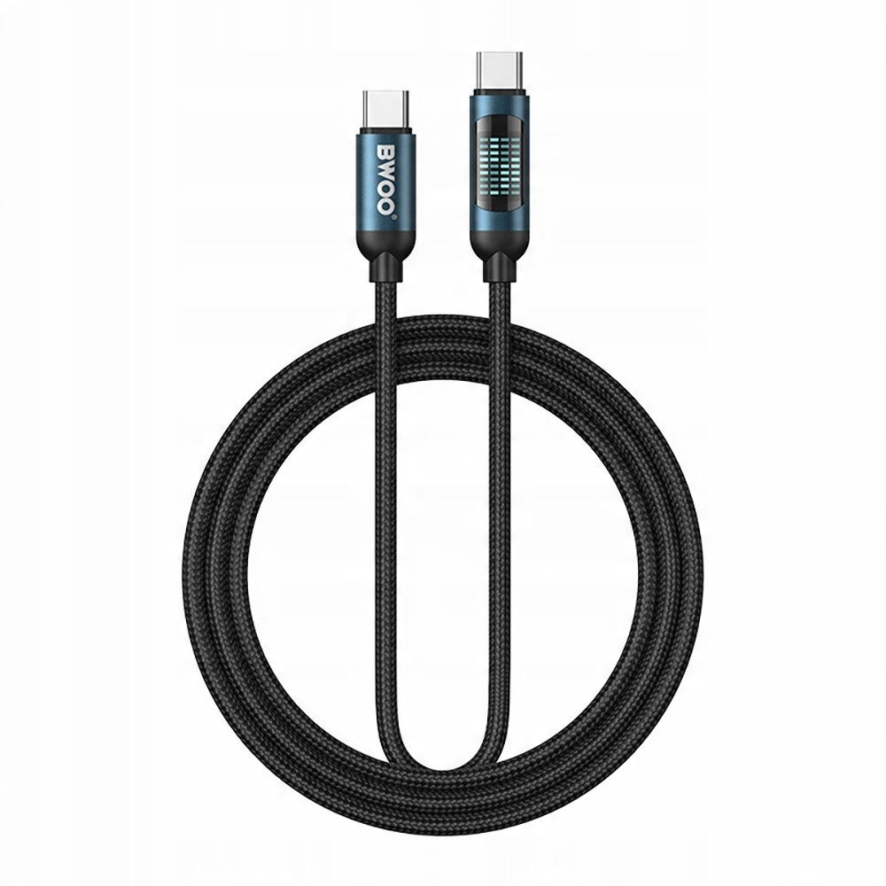 BWOO kabel Pleciony USB-C - USB-C 1m 60W z animowanym podświetleniem, czarny