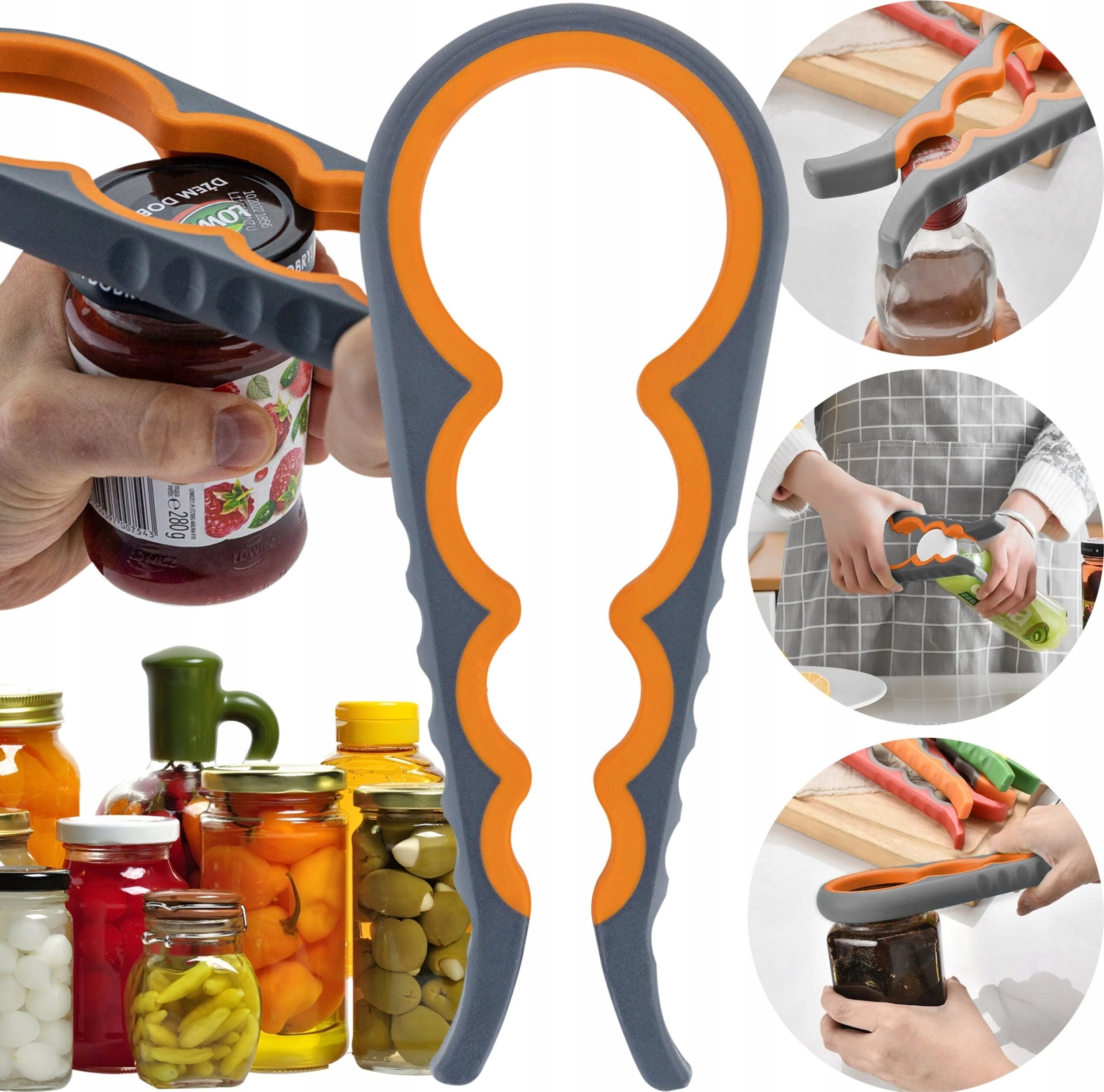 VERGIONIC OTWIERACZ SŁOIKÓW BUTELEK NAKRĘTEK UNIWERSALNY 4w1