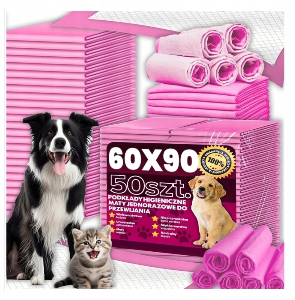 PODKŁADY MATY HIGIENICZNE 60X90 RÓŻOWE KANZA