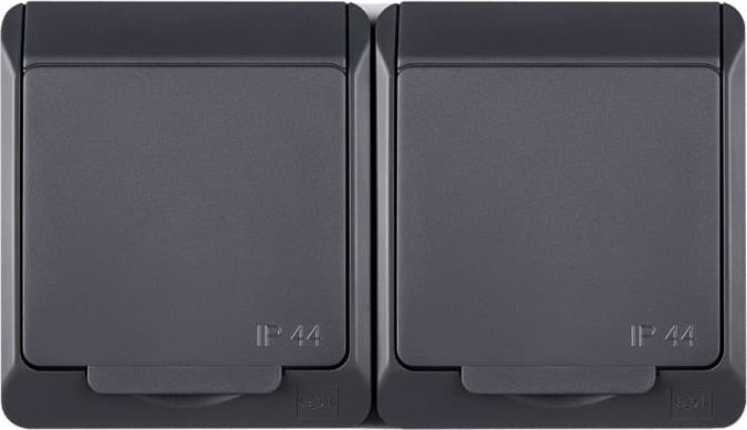 Elektro-Plast HERMES Gniazdo podwójne z/u 2P+Z SCHUKO IP44 antracyt 0325-07