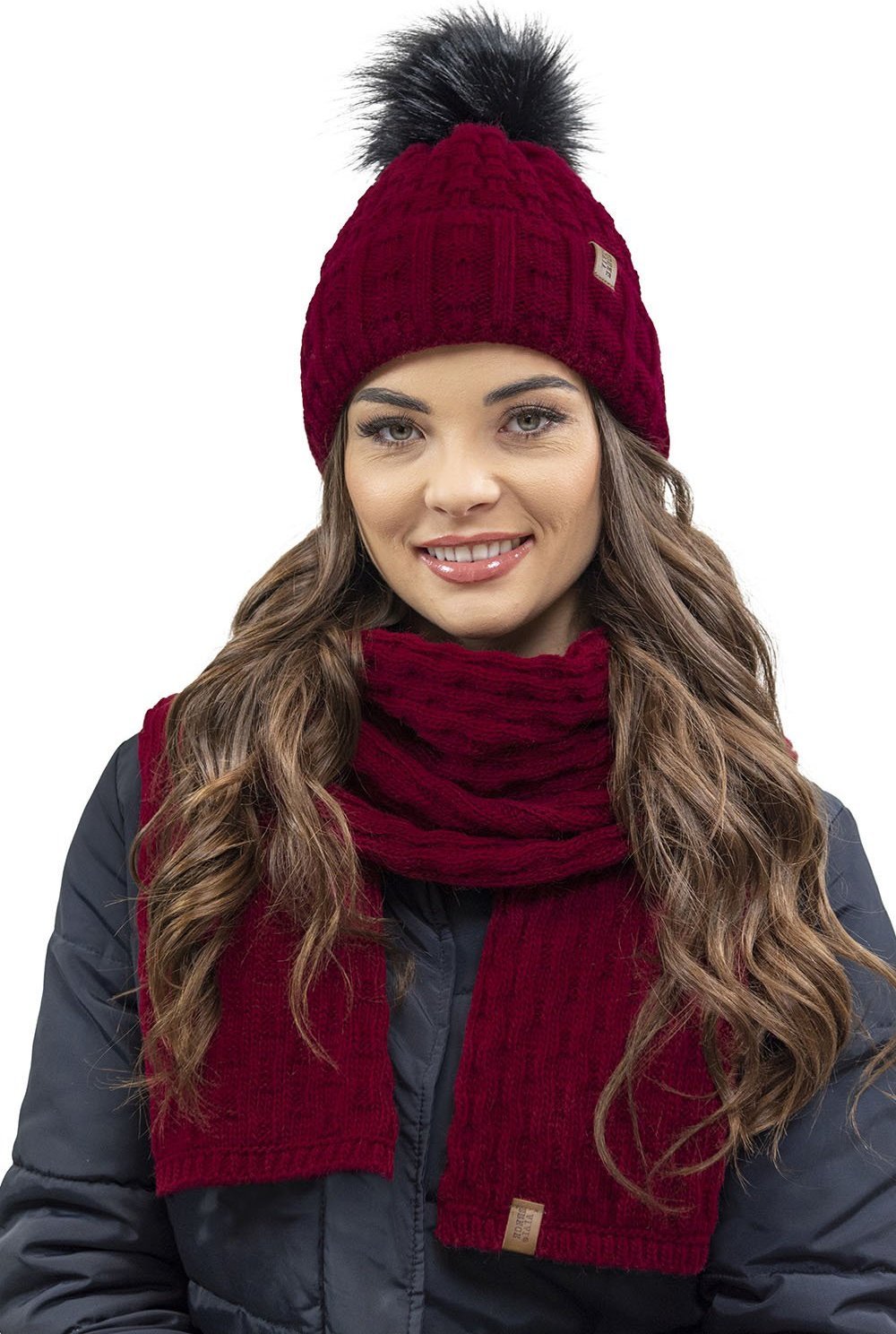 Vivisence Vivisence 7015Kmpl bordowy UNI Komplet czapka+szalik