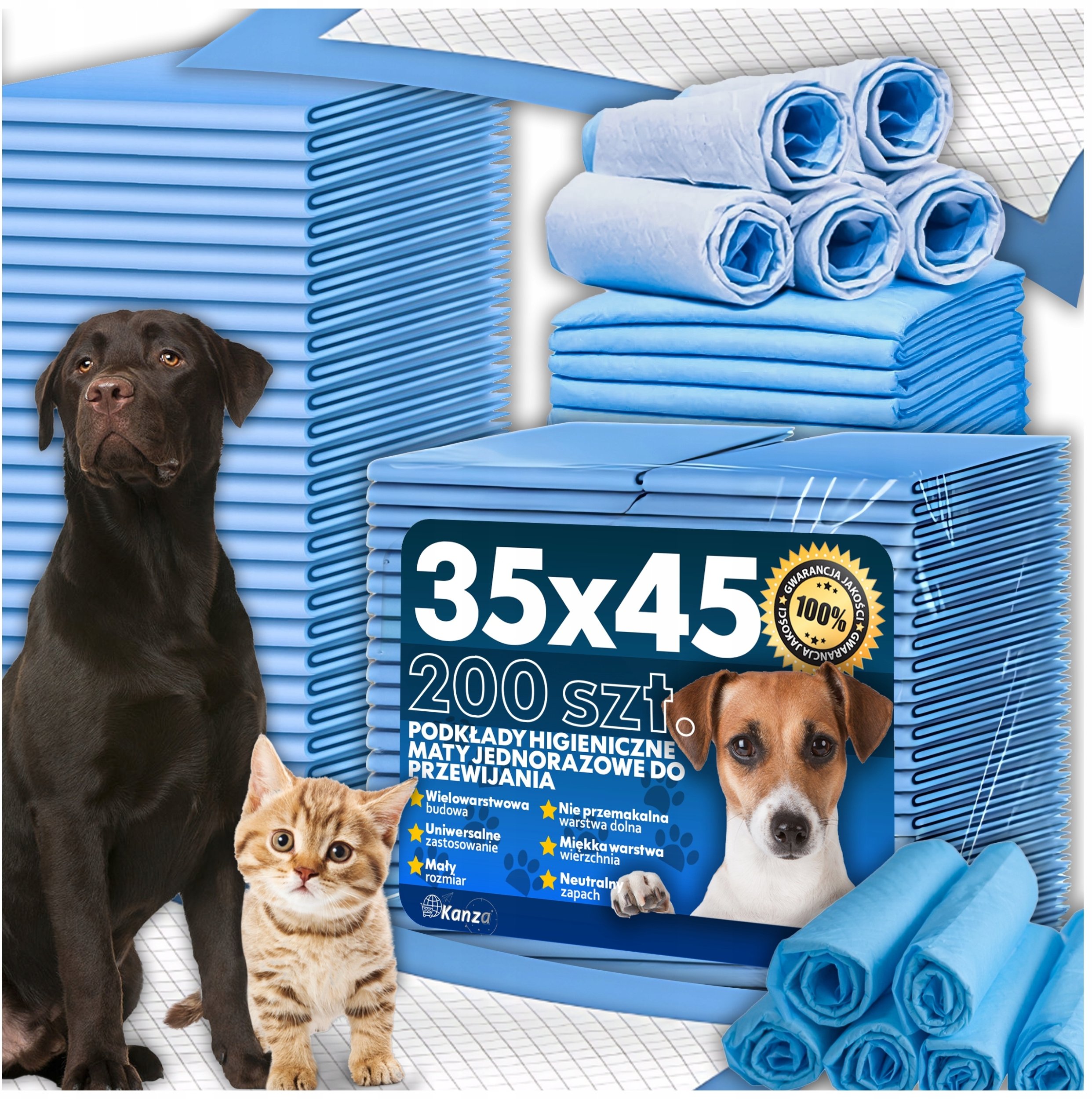 Podkłady maty dla psa - S 35x45 100szt KANZA