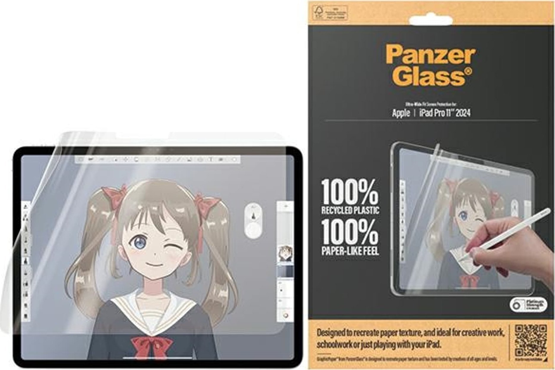 PanzerGlass PanzerGlass GraphicPaper iPad Pro 2024 11" Anti Glare, Case Friendly, Ultra-wide Fit 2832