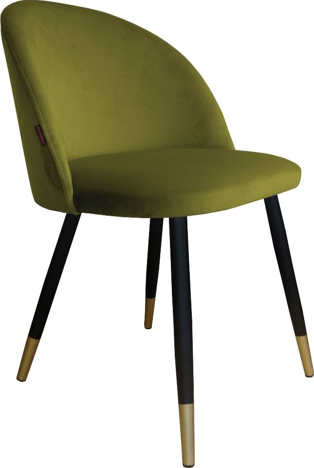 Atos Krzesło CLAUDINE 1 BL VELVET GOLD oliwkowe na metalowych nogach ATOS