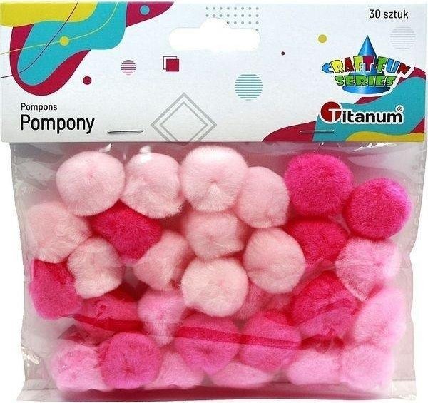 Titanum Pompony akrylowe 25mm różowe 30szt