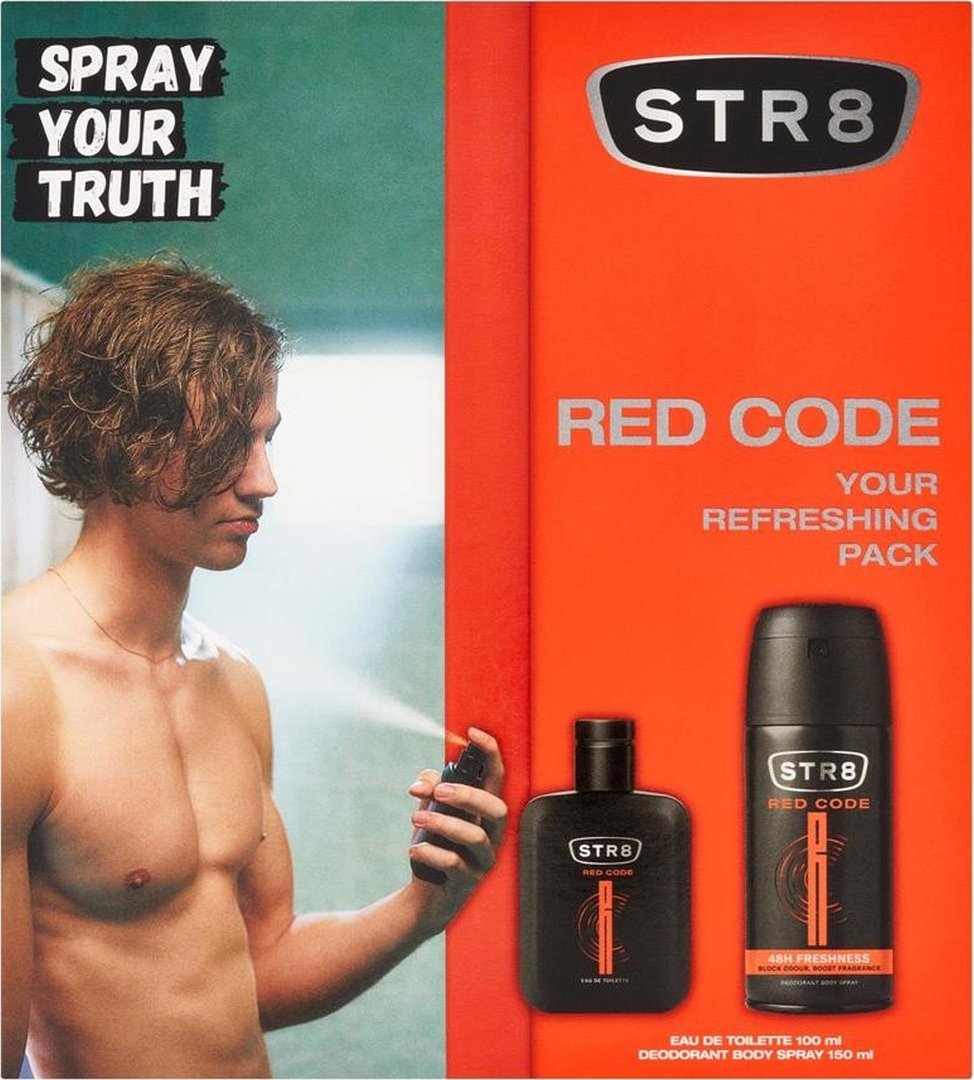 STR8 Zestaw prezentowy dla mężczyzn red code (woda toaletowa100 ml + dezodorant w sprayu 150 ml)