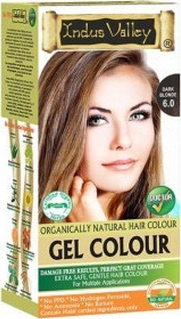 Indus Valley Indus Valley, Żelowa farba do włosów, naturalna, najwyższa skuteczność pokrycia siwych włosów, CIEMNY BLOND, Bio-Natural