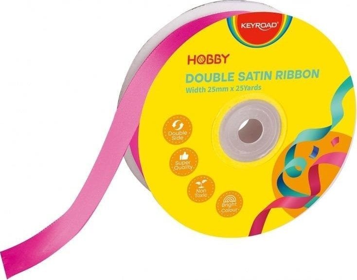 Wstążka podwójna satynowa różowa 25mmx22,86m
