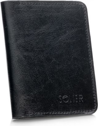Solier Cienki skórzany męski portfel z bilonówką SOLIER SLIM CZARNY