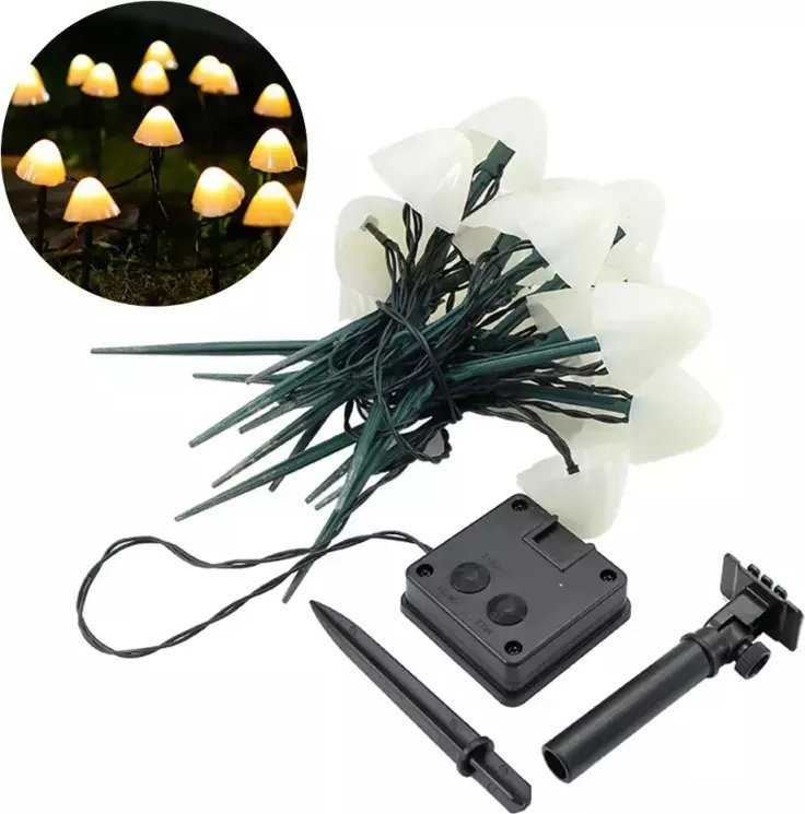 Grzybki solarne ogrodowe girlanda 20 duszków do powieszenia lub wbicia Grzybki solarne ogrodowe girlanda 20 duszków do powieszenia lub wbicia