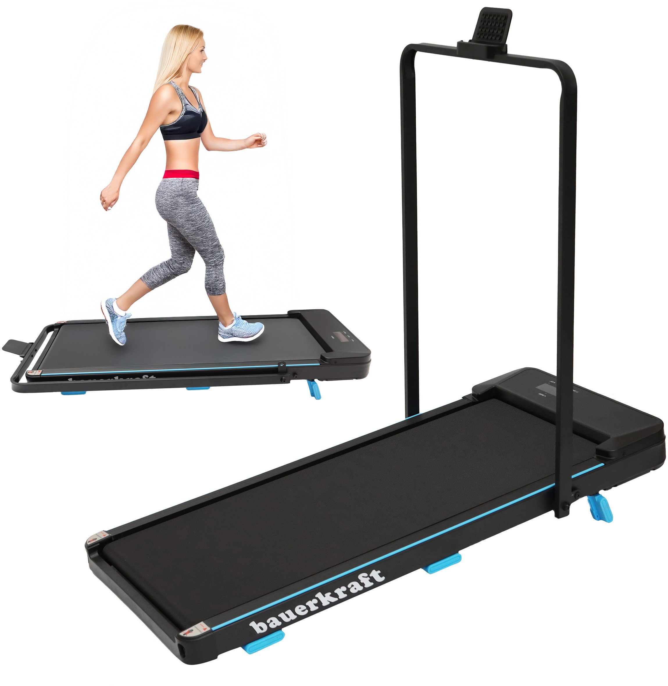 Bieżnia elektryczna domowa Bauerkraft składana wyświetlacz miejsce na telefon