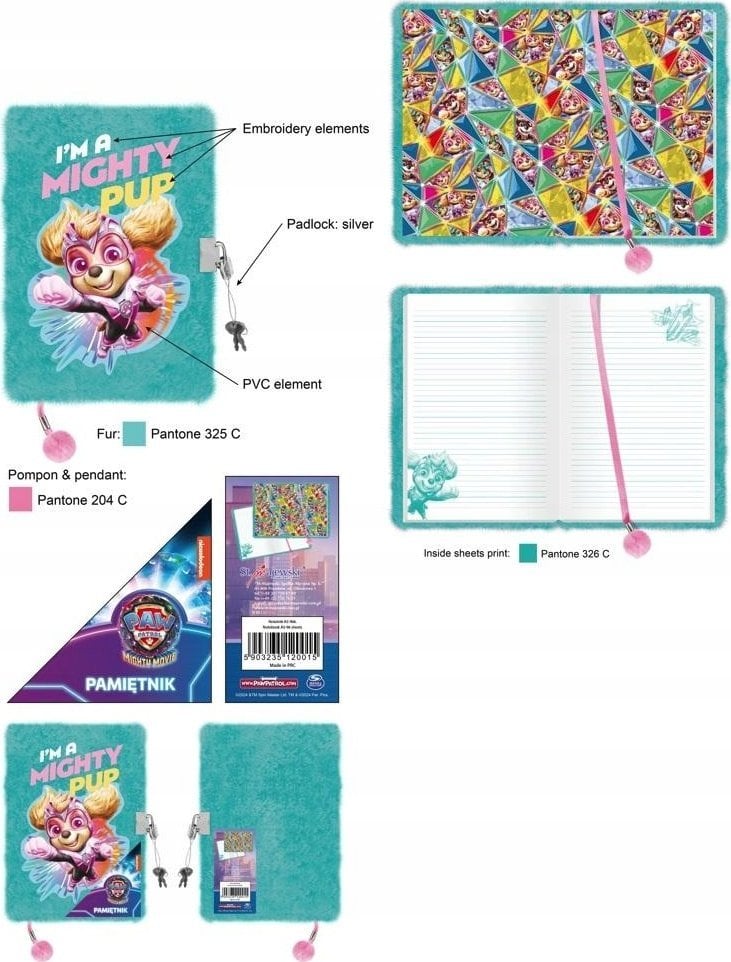 St. Majewski Pamiętnik z kłódką włochacz A5 96k Psi Patrol PAW PATROL