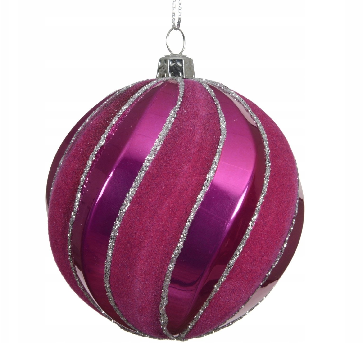 Kaemingk Bombka nietłukąca plastikowa dekorowana fuksja 8cm 1szt