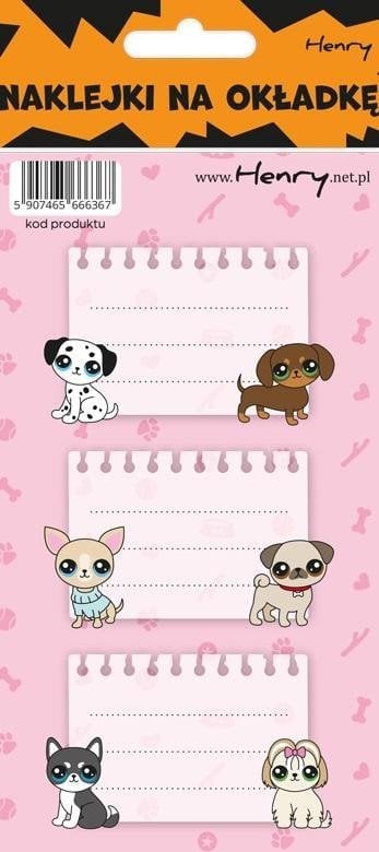 HENRY Naklejki na zeszyty - Pieski (12szt)