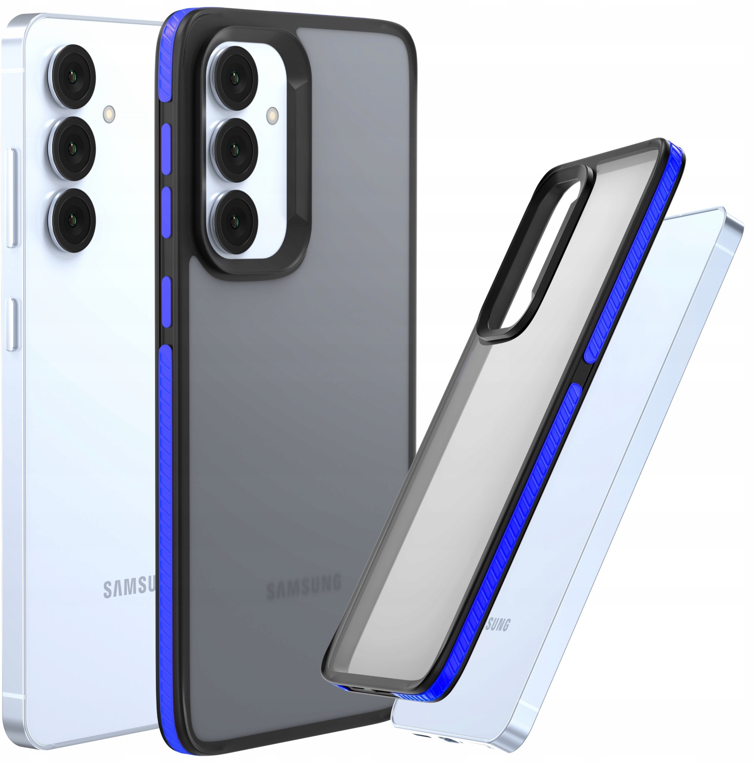 Etui Do Samsung Galaxy S24 FE (Matowe, Granatowa Ramka, Bumper, Plecki)