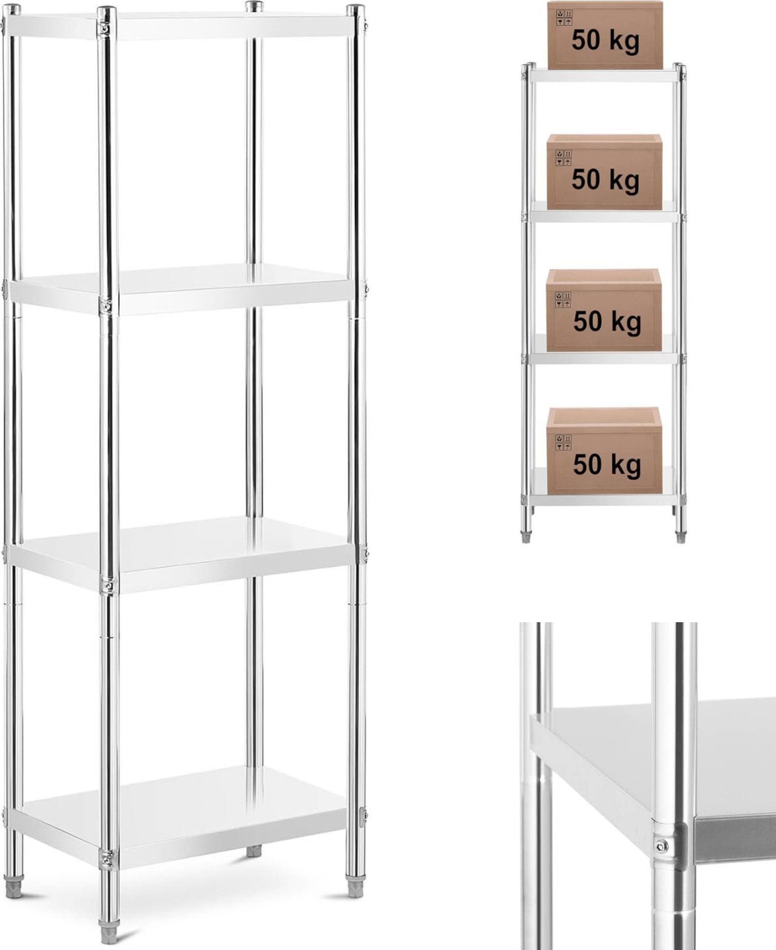 Royal Catering Regał metalowy magazynowy gastronomiczny do 200 kg 60 x 40 x 180 cm