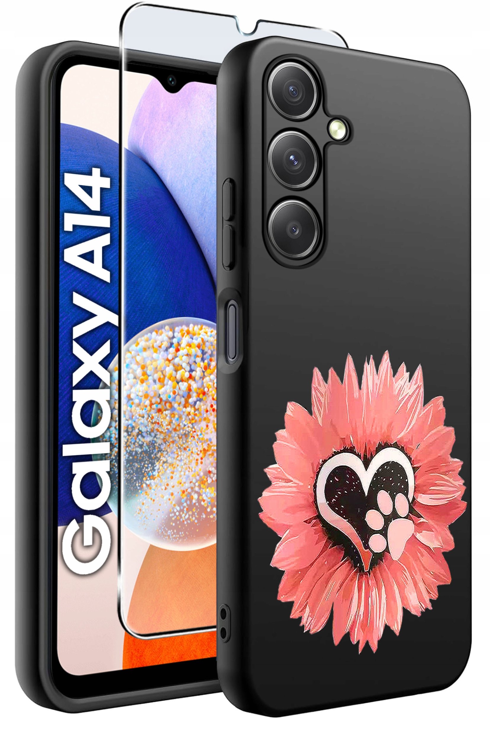 ETUI do Samsung A14 5G WZORY | SILIKONOWE MATT CASE + SZKŁO HARTOWANE 9H