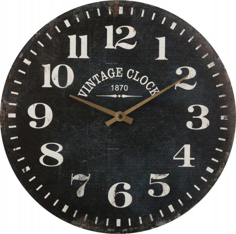 Atmosphera Zegar na ścianę drewniany, zegar ścienny z czytelnymi cyframi, czarny, Ø 38 cm