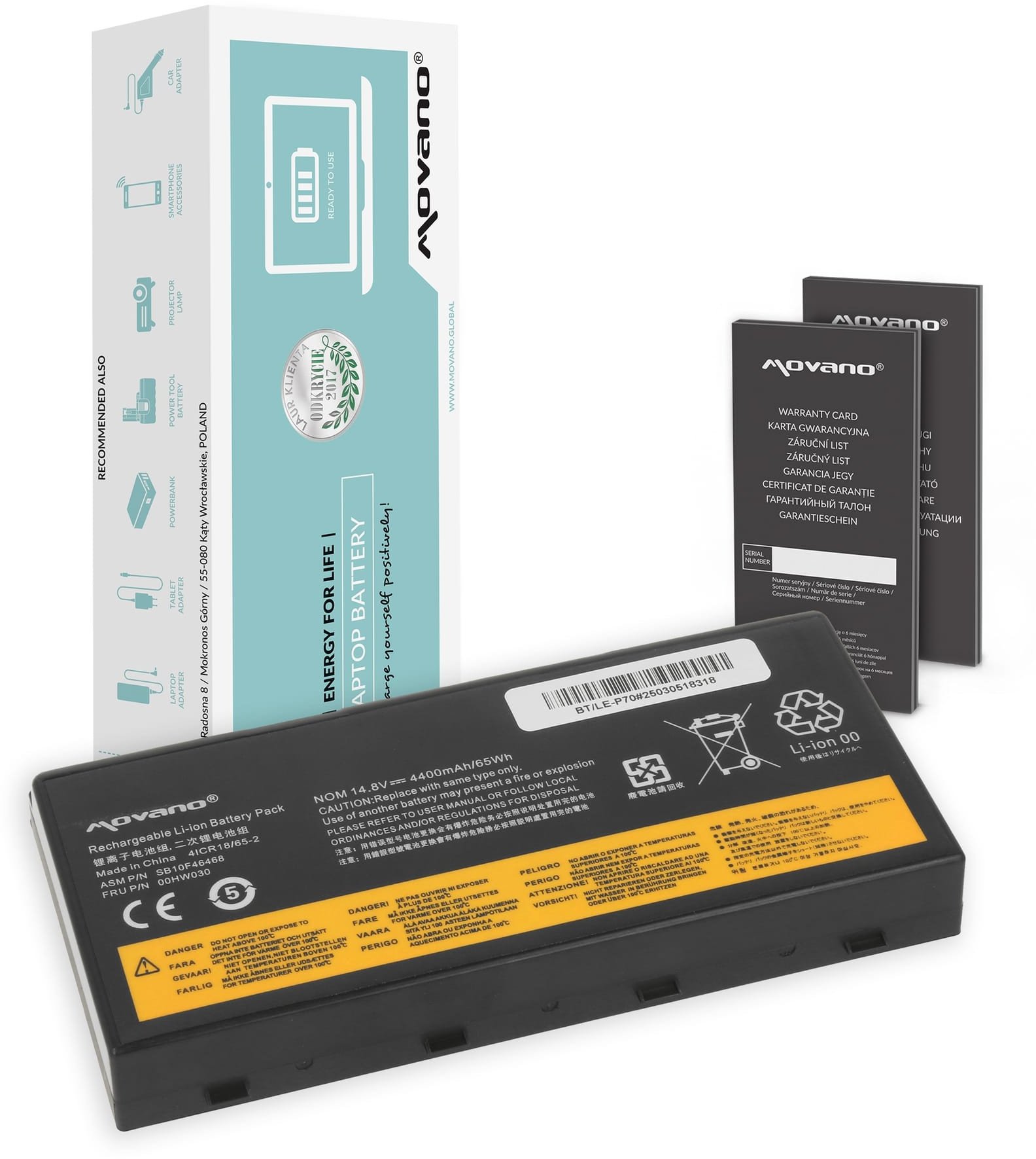 Bateria Movano do Lenovo ThinkPad P70, P71