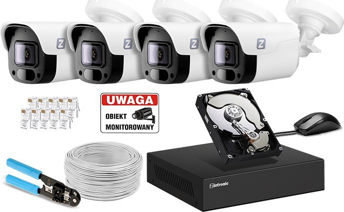 Kamera IP Zintronic Zestaw do monitoringu Zintronic IKTP430LV2-4POE-4KAM