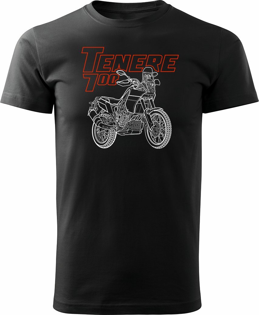 Topslang Koszulka motocyklowa z motocyklem Yamaha Tenere 700 męska czarna REGULAR M