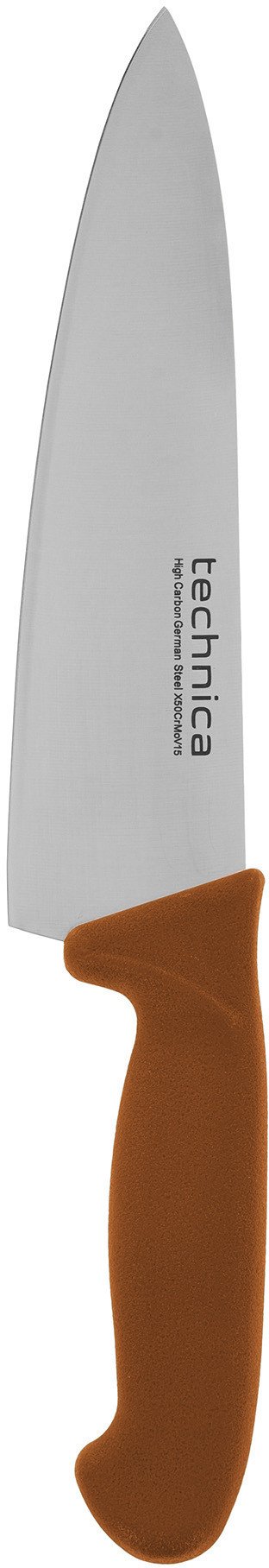 Nóż kucharski HACCP 340 mm, ostrze szerokie, gładkie, spiczaste 205 mm, brązowy | TECHNICA, Silver Line