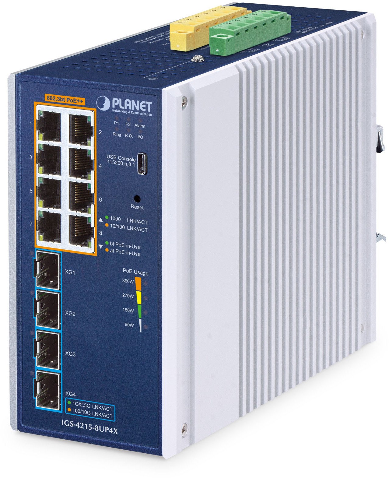 Planet Industrial L2/L4 8-Port PoE++ Managed Switch IGS-4215