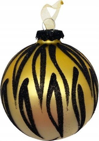 Kaemingk Bombka na choinkę szklana czarno-złota 8 cm