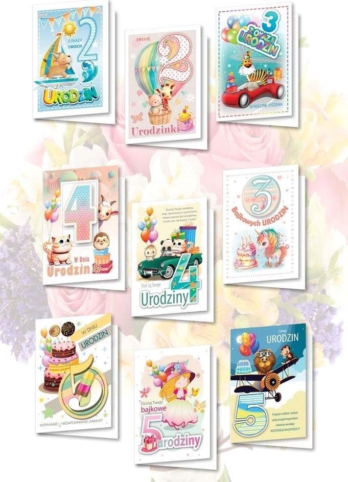 Top Graphic Karnet B6 z naklejkami holog. Urodziny MIX (10szt)