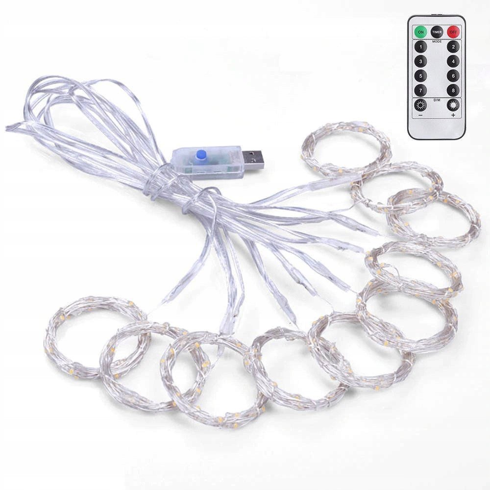 KURTYNA ŚWIETLNA KURTYNA LED GIRLANDA ŚWIETLNA 3X3 m LED USB LAMPKI WISZĄCE