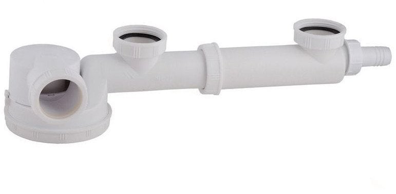 Wirquin syfon zlewozmywakowy podwójny niski Espace 1 1/2" x 40 mm, bez spustu, z wyjściem do zmywarki TM200040