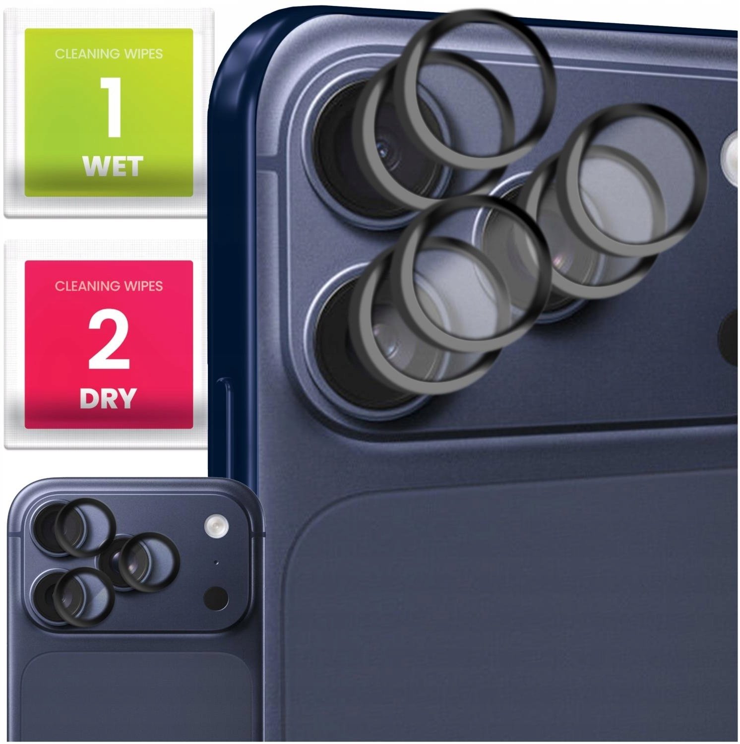 6x Szkło Na Aparat Do Apple iPhone 17 Pro (Na Obiektywy, Czarne, Hartowane)