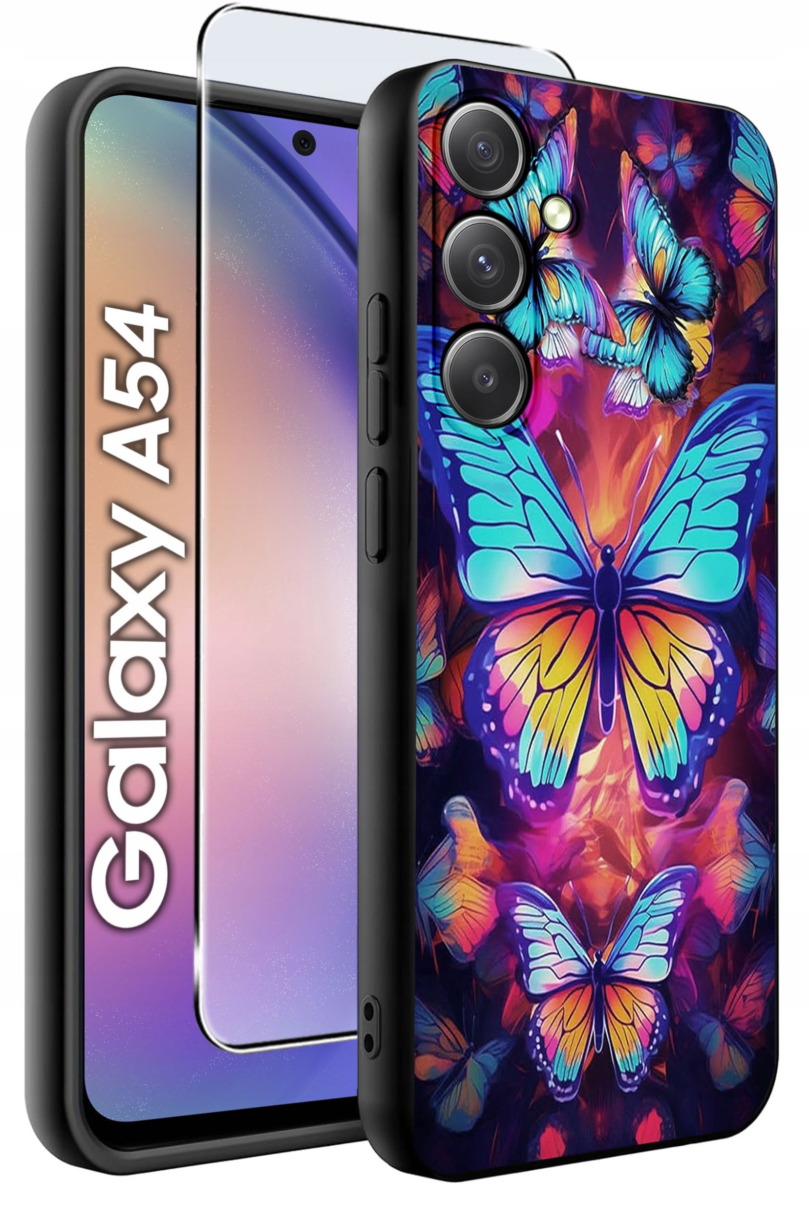 ETUI do Samsung A54 5G WZORY | SILIKONOWE MATT CASE + SZKŁO 9H