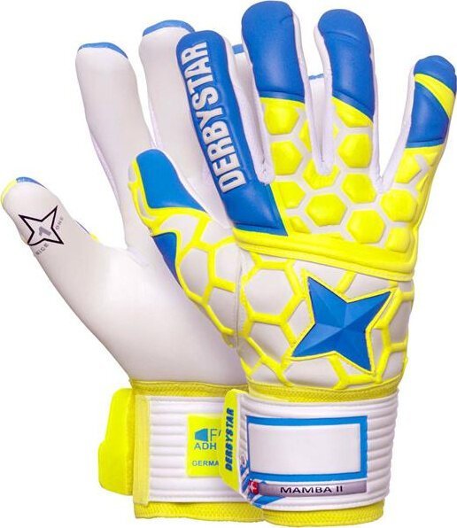 Rękawice bramkarskie Derbystar Mamba II niebiesko-żółto-białe 2524 8,5
