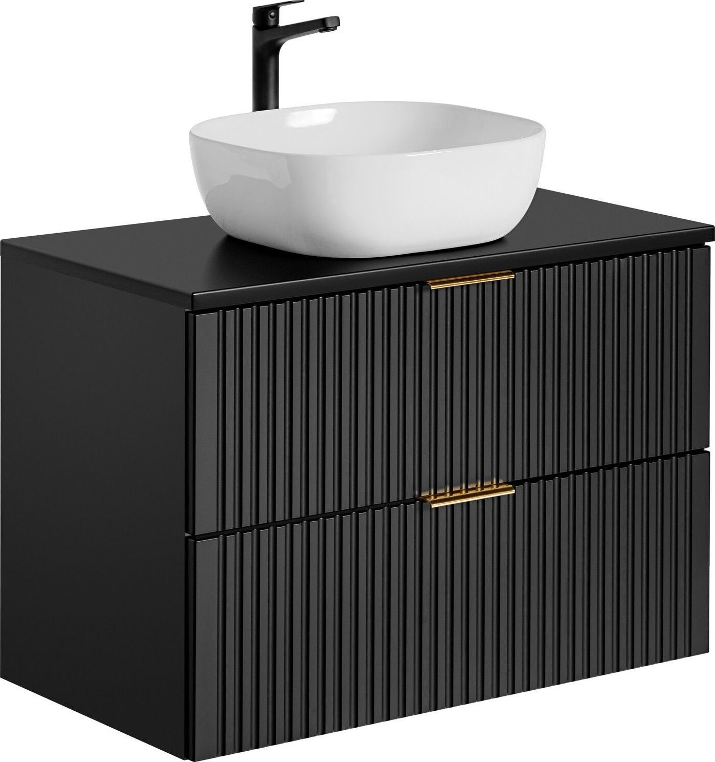 Comad Szafka łazienkowa z umywalką, Adel, 80x46x57 cm, czarny, mat