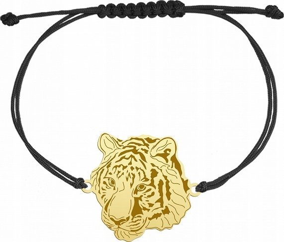 Radziszewska Jewellery Bransoletka Pozłacana z Tygrysem Sznurek 925 Grawer Dedykacja Prezent
