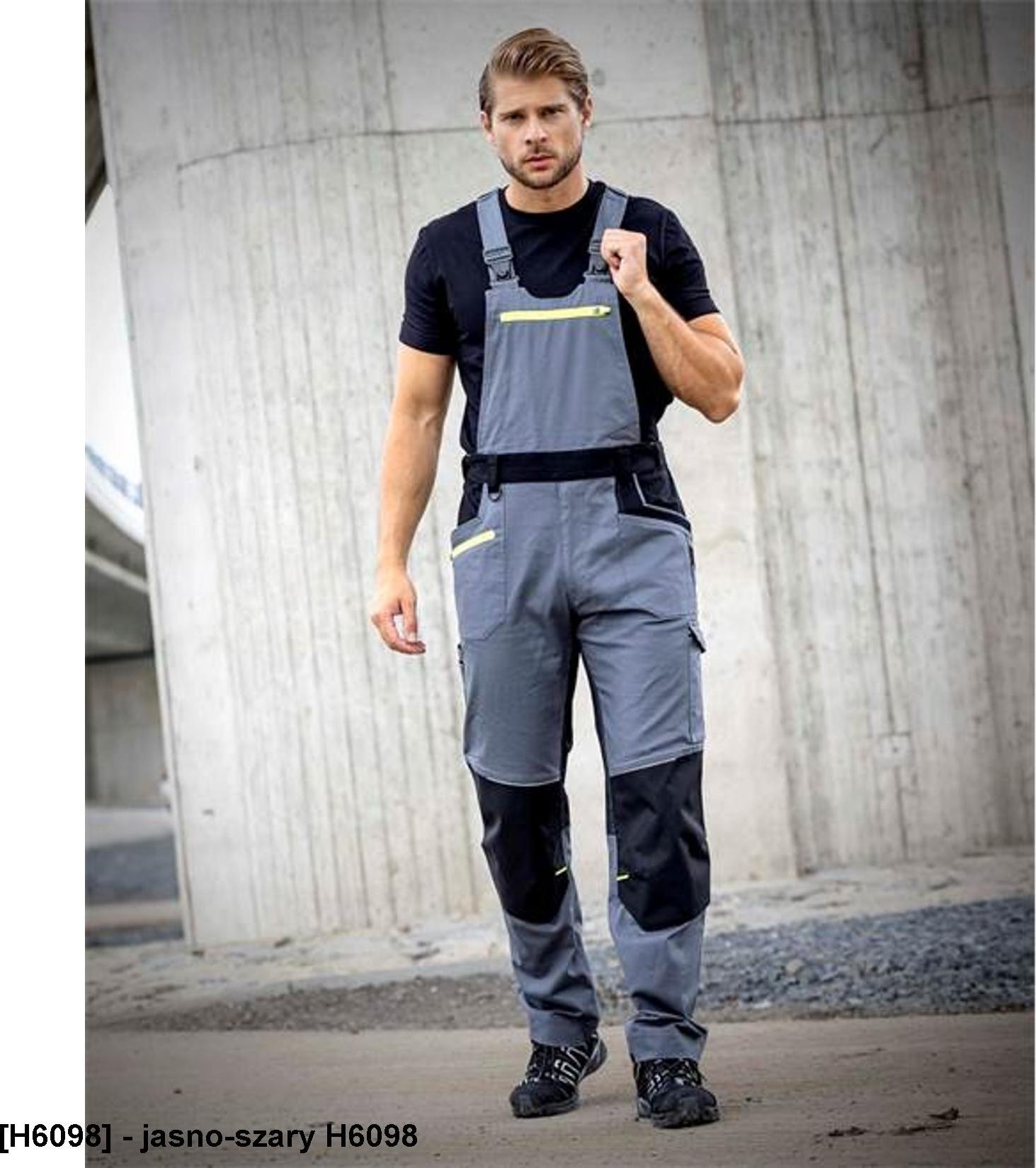 Ardon ARDON 4Xstretch - spodnie robocze ogrodniczki stretch, dużo praktycznych kieszeni + na nakolanniki, d-ring, oddychający - jasno-szary H6098 52