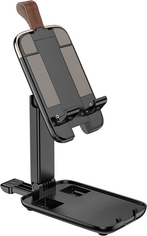 Uchwyt Hoco Dawn S28 do tabletu lub telefonu biurkowy składany czarno-złoty 4,7" - 14"