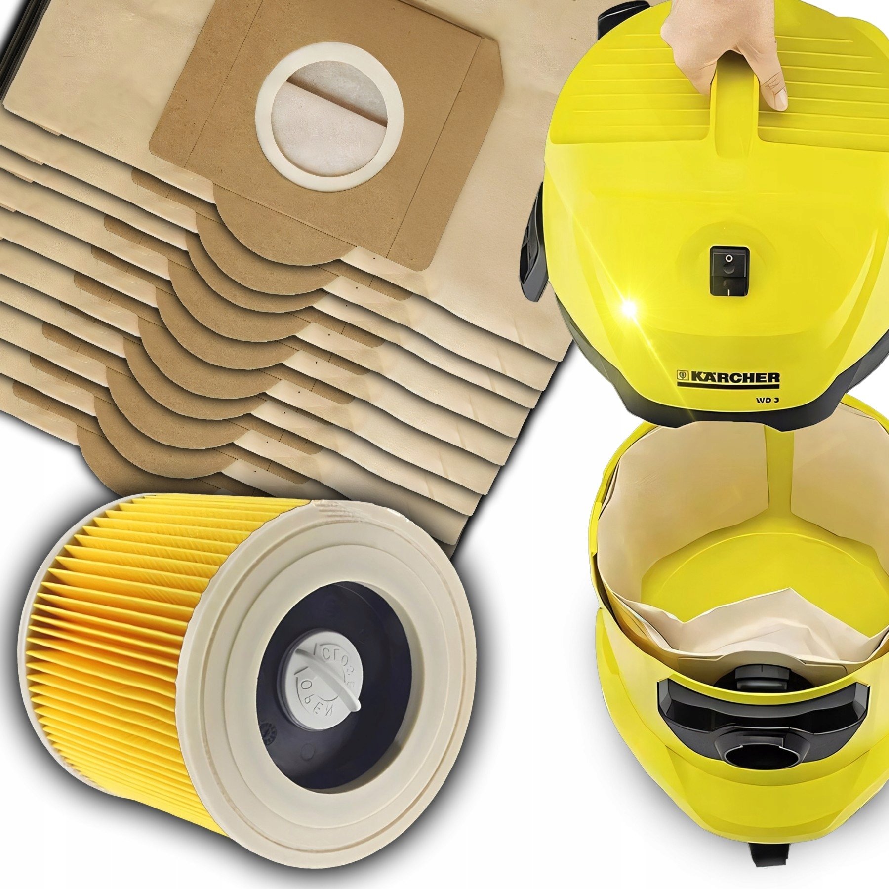 Worek do odkurzacza papierowy FILTR KARCHER WD3 MV3 WD2 PLUS 10 szt.