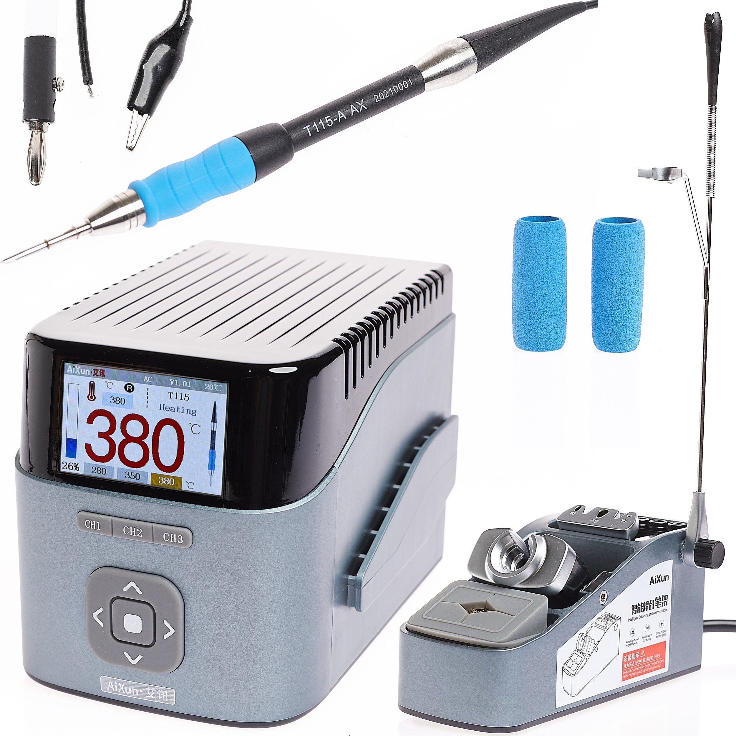 Precyzyjna Stacja Lutownicza Aixun T405 z Uchwytem T115 oraz Grotem K030